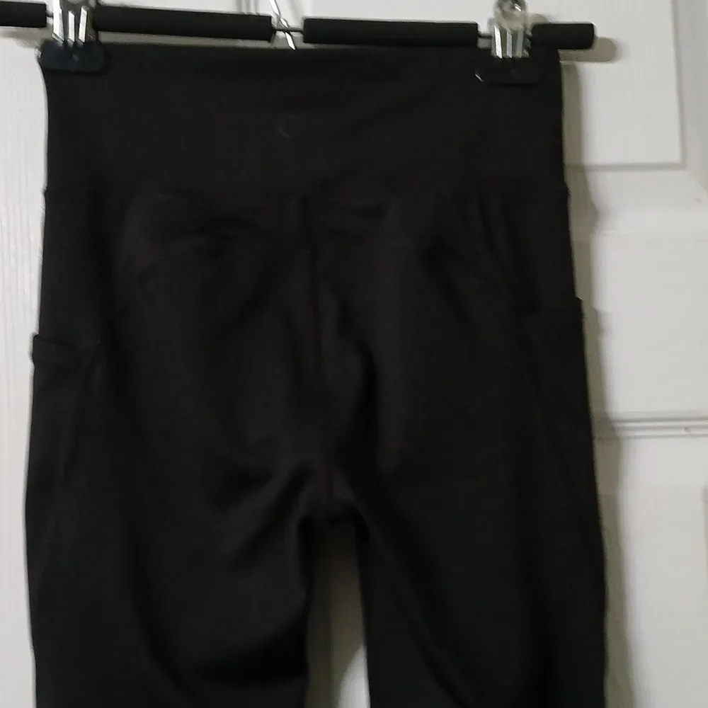 Gap Teen  high waisted black workout yoga leggings side cell pockets Sz 10 NWOT